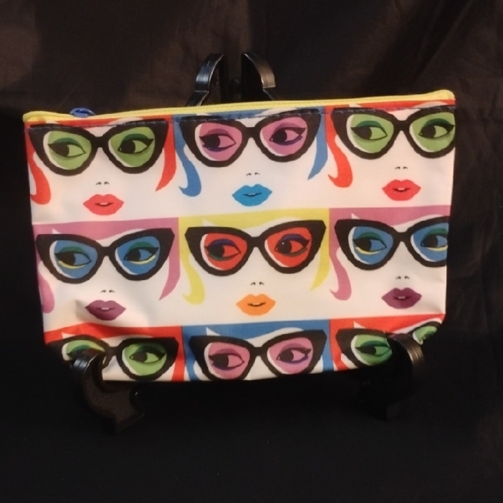 ipsy Multicolor Pop Art Faces Cosmetic Bag